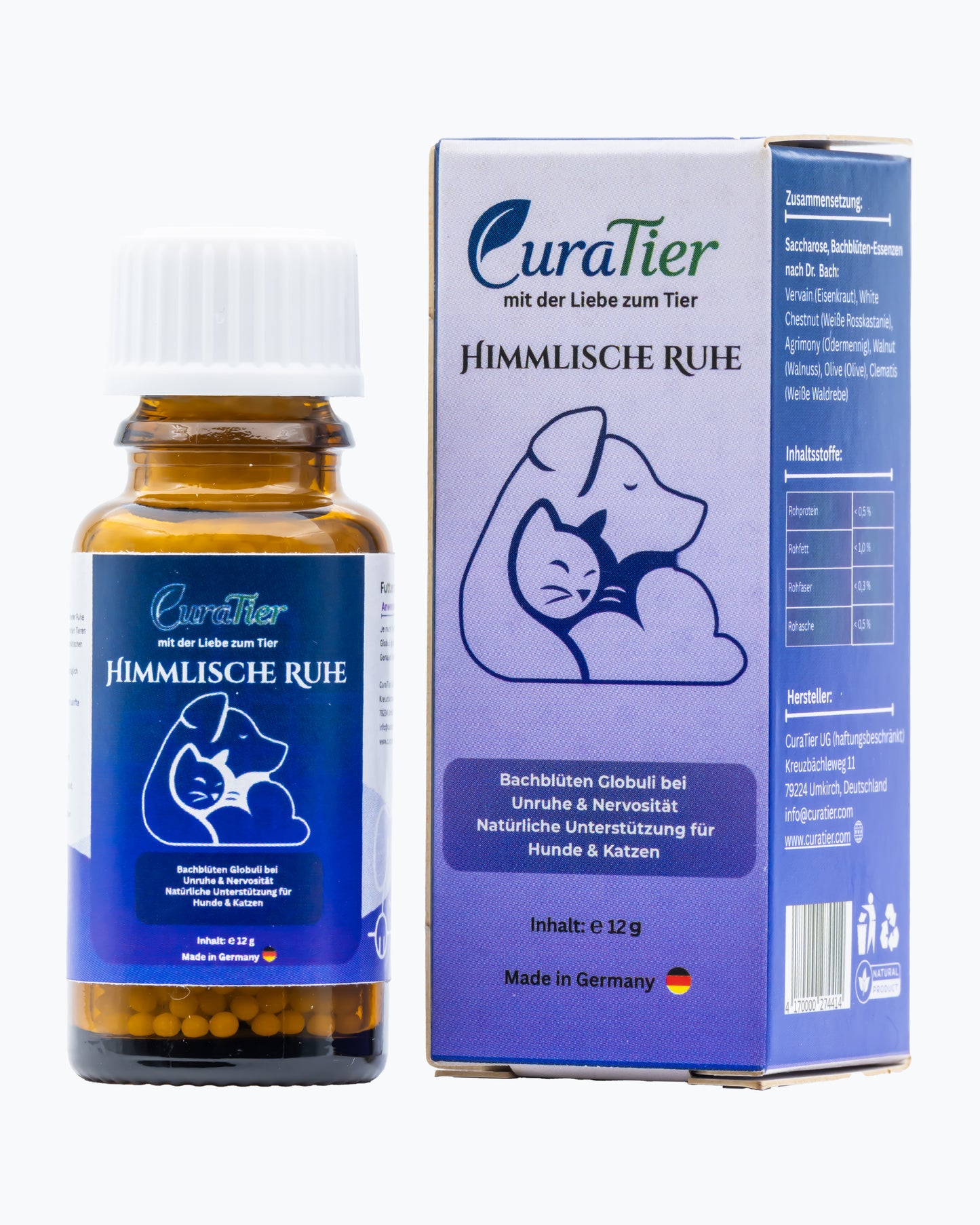 CuraTier Himmlische Ruhe – Bachblüten Globuli bei Unruhe, Hyperaktivität & Reisen